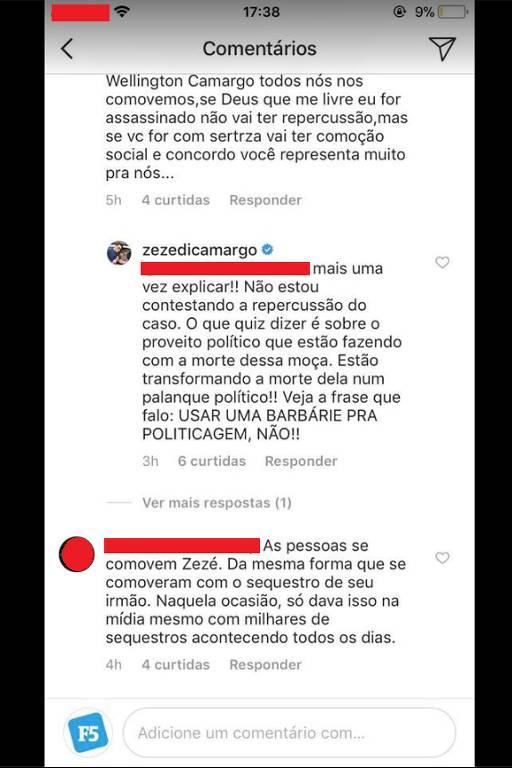 Zezé Di Camargo é criticado após dizer que morte de Marielle Franco se tornou 'palanque político'