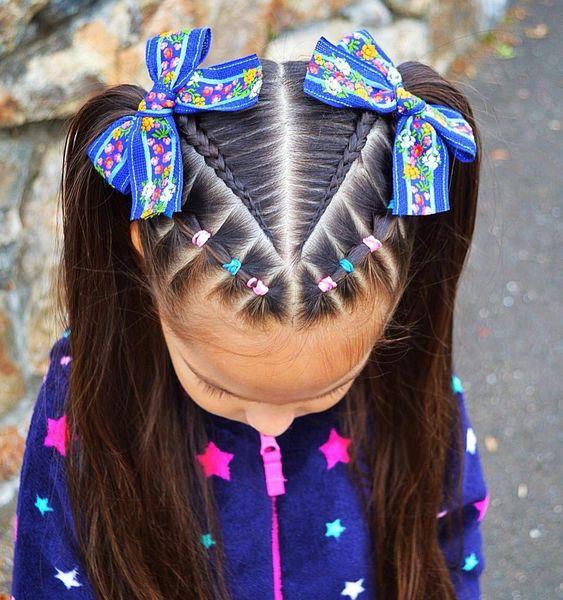 Hairstyles For Children With Elastic Bands Of Different