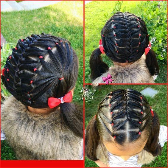 Hairstyles For Children With Elastic Bands Of Different Color