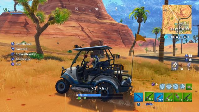 Fortnite Emplacements Des Voiturettes De Golf Ou Trouver Un Kart - emplacements des voiturettes de golf paradise palms atk