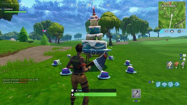 Ou Trouver Tous Les Lieux De Gateau D Anniversaire Fortnite Tb Jeu - vous pouvez les remplir dans l ordre que vous voulez mais nous allons commencer avec le gateau d anniversaire le plus au nord et ensuite tourner dans le