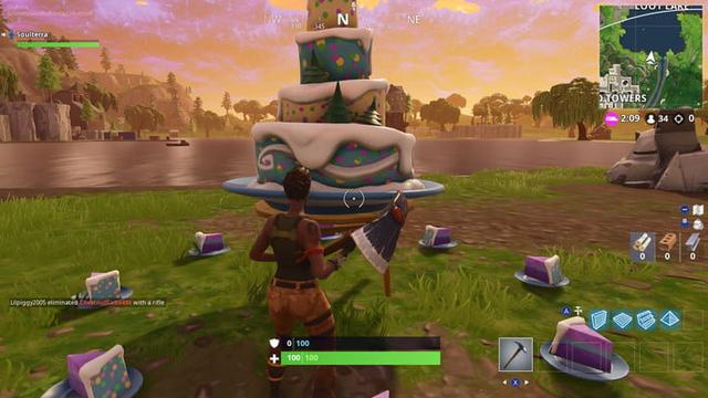 gateau d anniversaire de fortnite loot lake tilted towers location - emplacement gateux fortnite