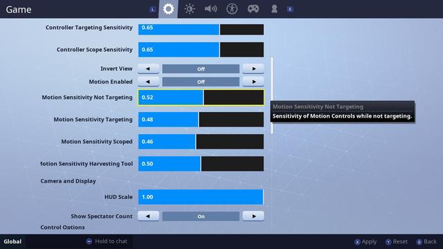 augmentez ou diminuez les parametres poursensibilite au mouvement non ciblee ciblage de la sensibilite au mouvement sensibilite au mouvement et outil de - meilleur sensi fortnite ps4