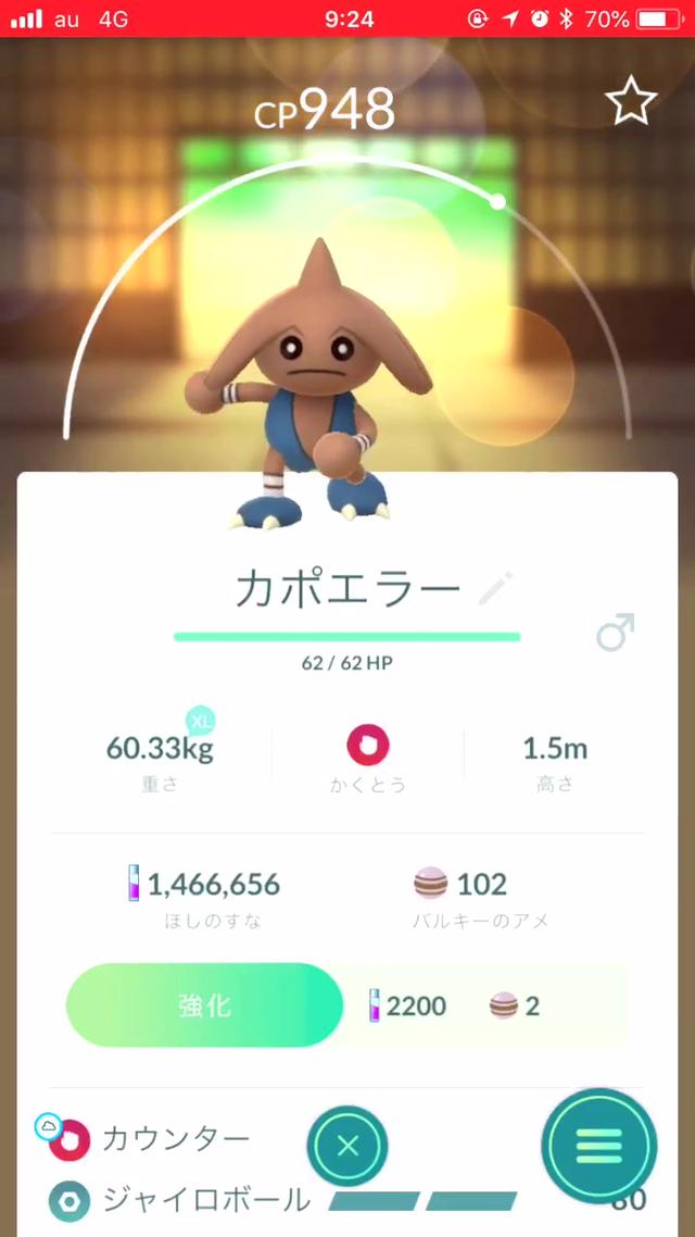 ポケモンgo カポエラーの動き癒される