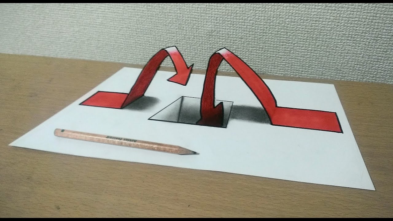 トリックアート 矢印が穴に入っていく描き方 3d Art